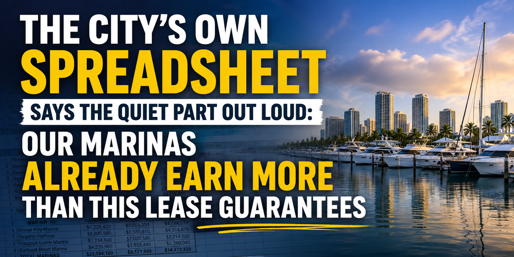 The City’s Own Spreadsheet Says the Quiet Part Out Loud: Our Marinas Already Earn More Than This Lease Guarantees