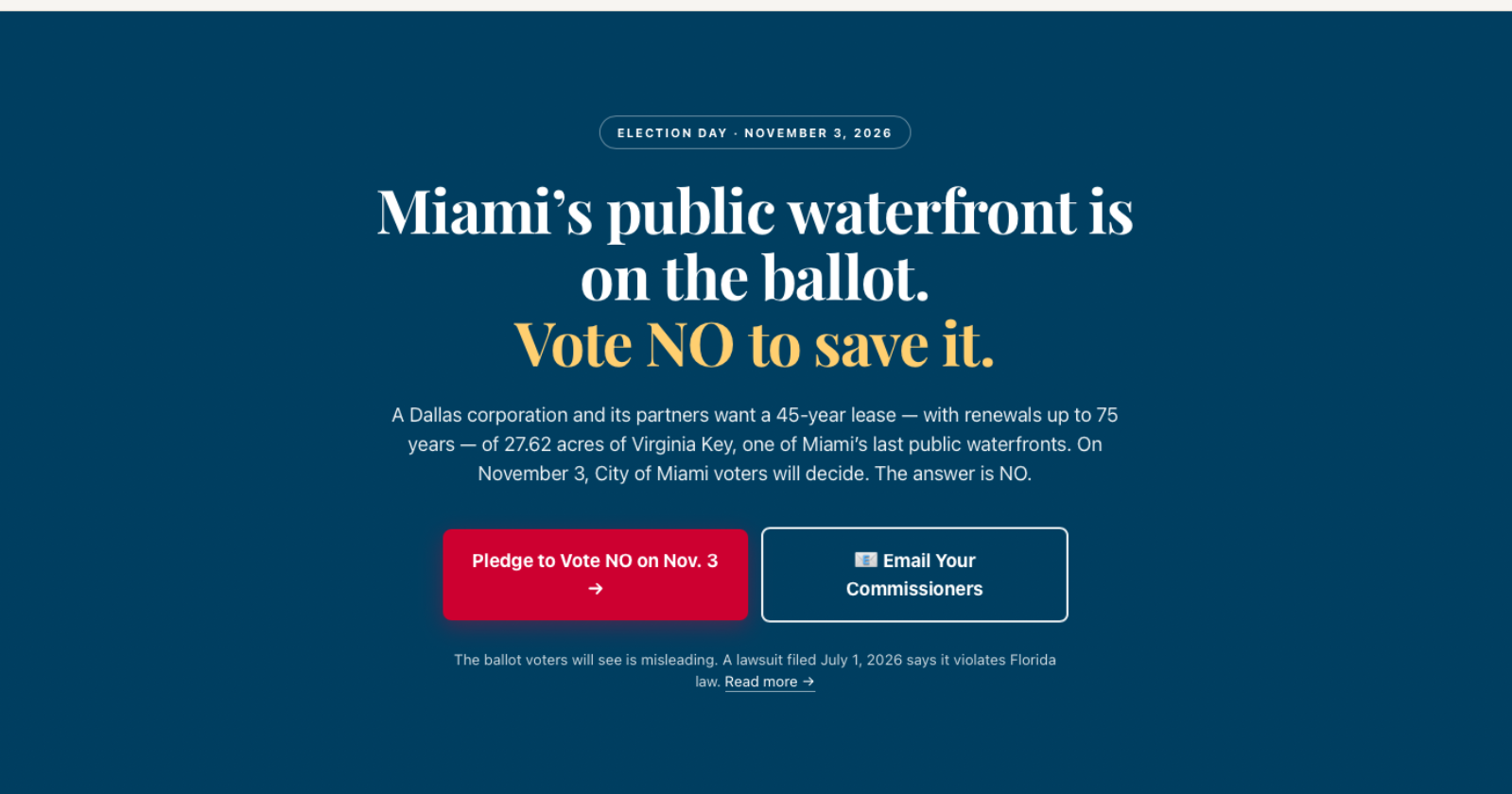 This November 2026 Vote No on The Virginia Key Marina Lease